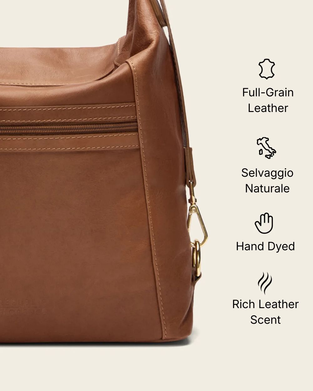 Regina Brown - 3-in-1 Convertible Leather Backpack