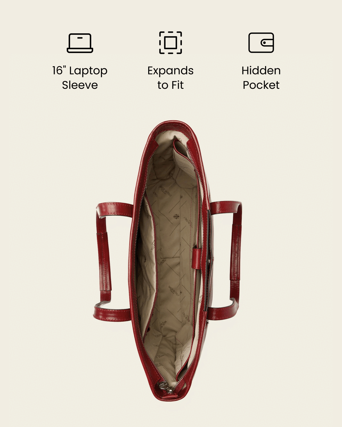 Beatrice Rosso - Leather Work Tote