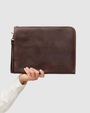 Charta Matt Chocolate - Leather Document Holder 13" laptop - Republic of Florence