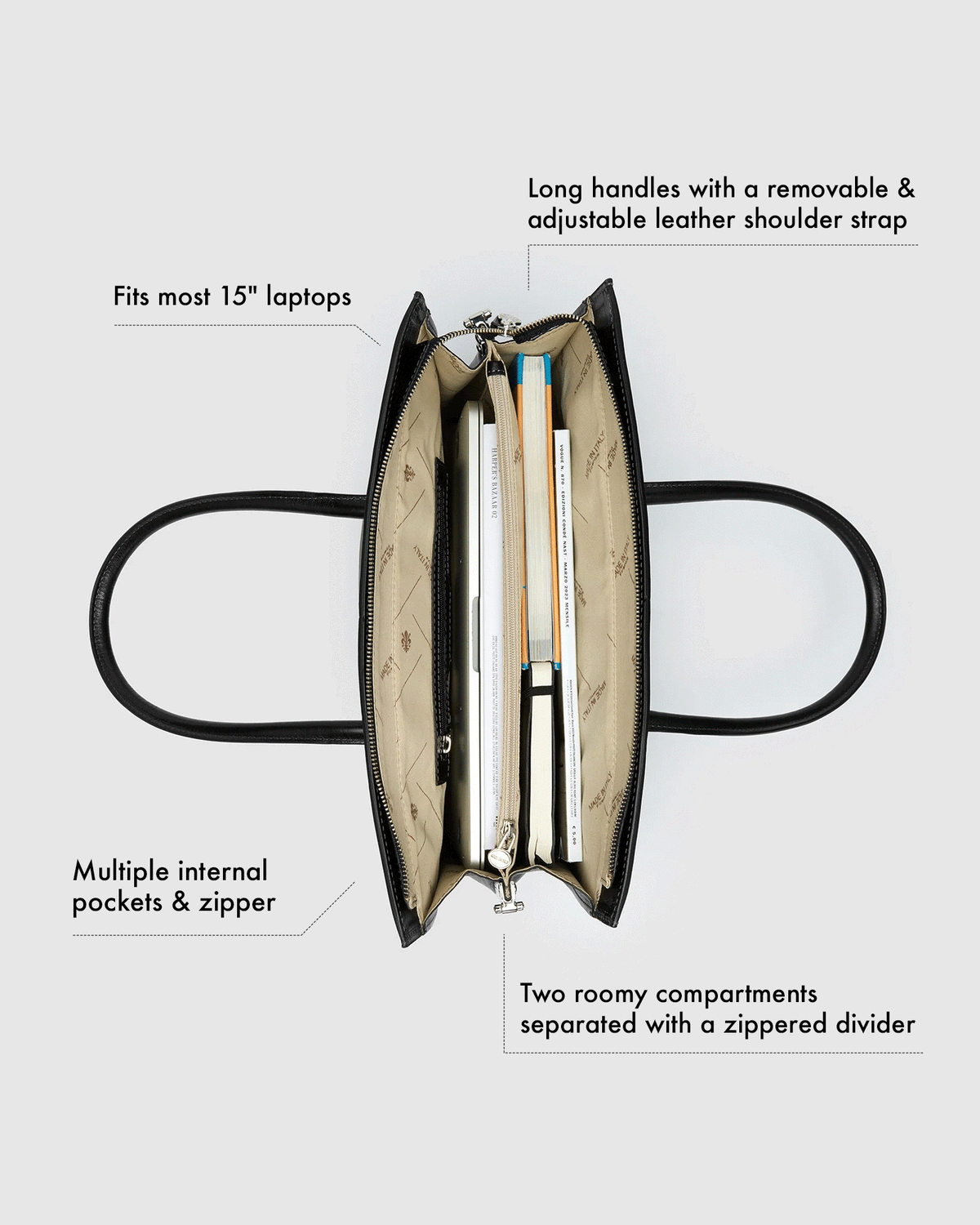 Florence Black - Leather Woman Briefcase - Republic of Florence