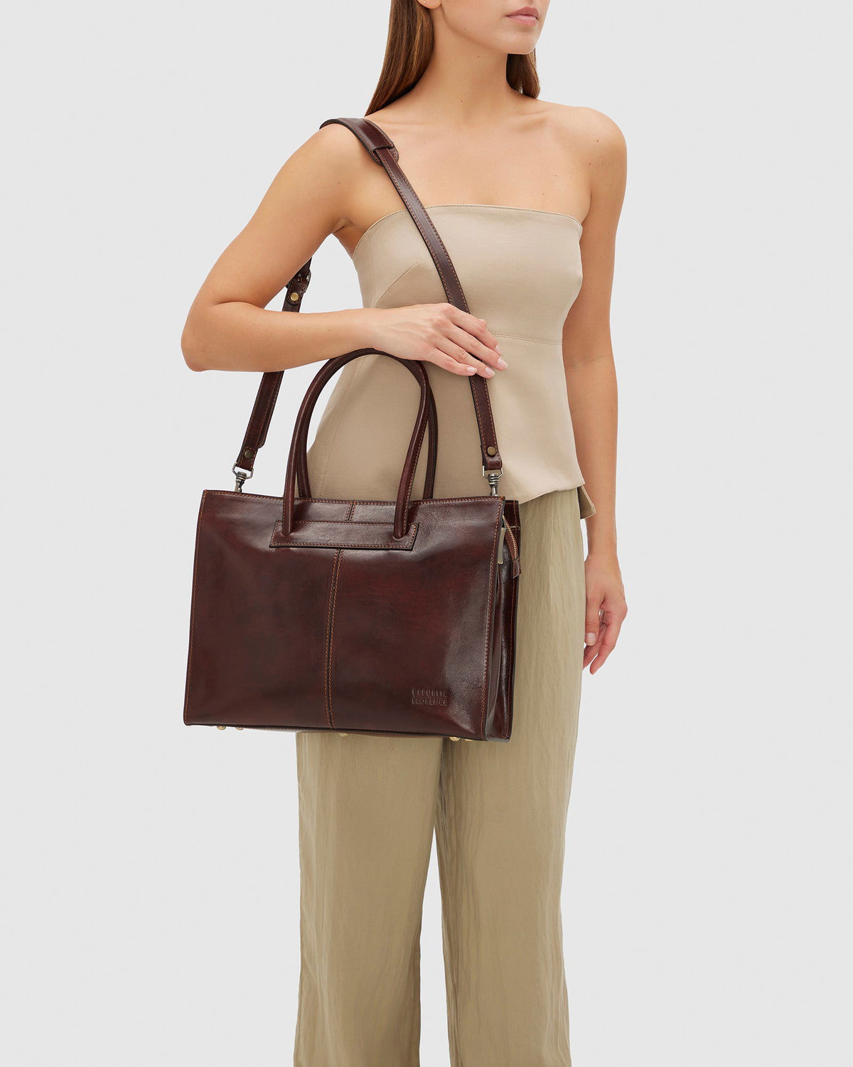 Florence Brown Leather Woman Briefcase Republic of Florence