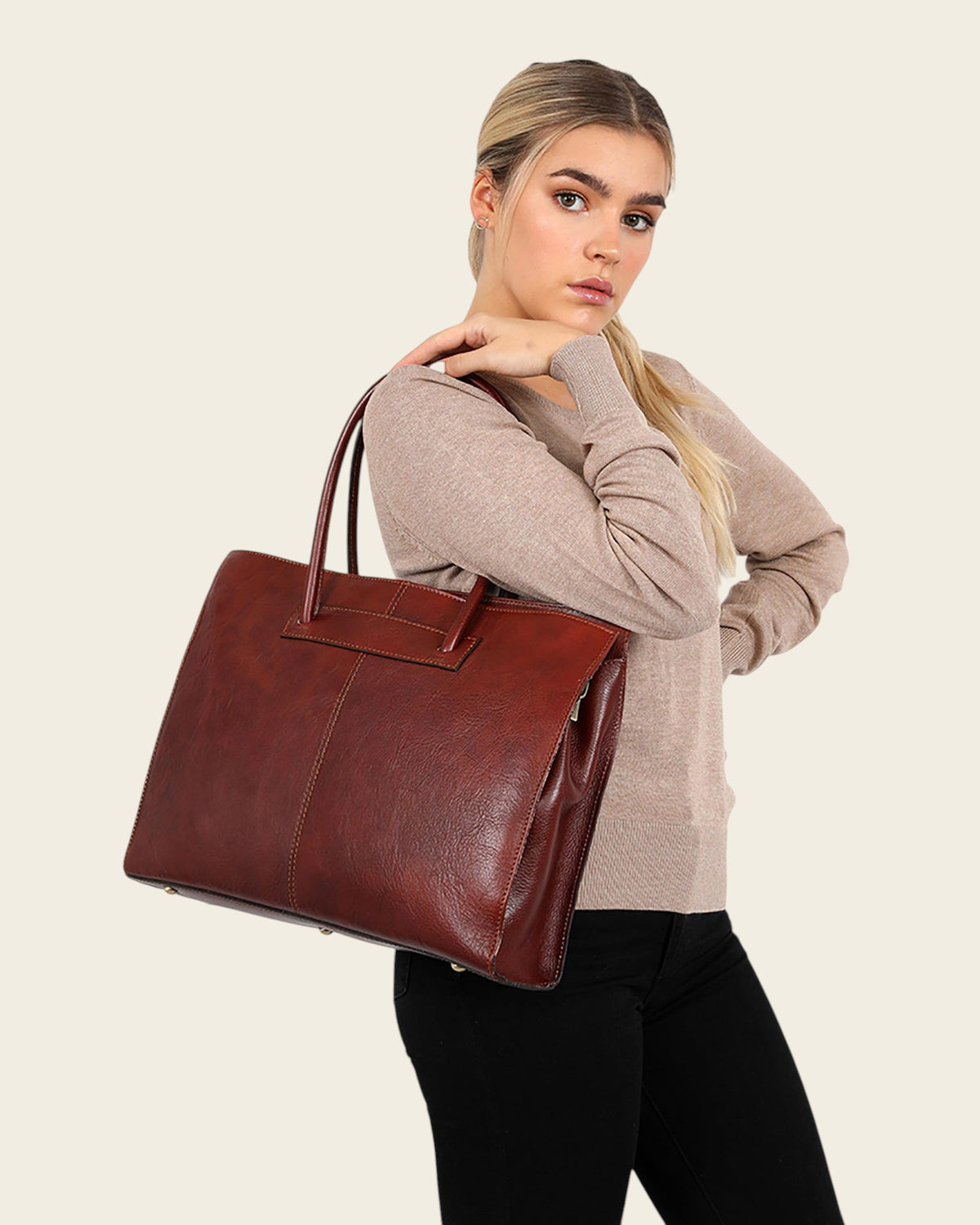 Florence Rosso - Leather Work Tote