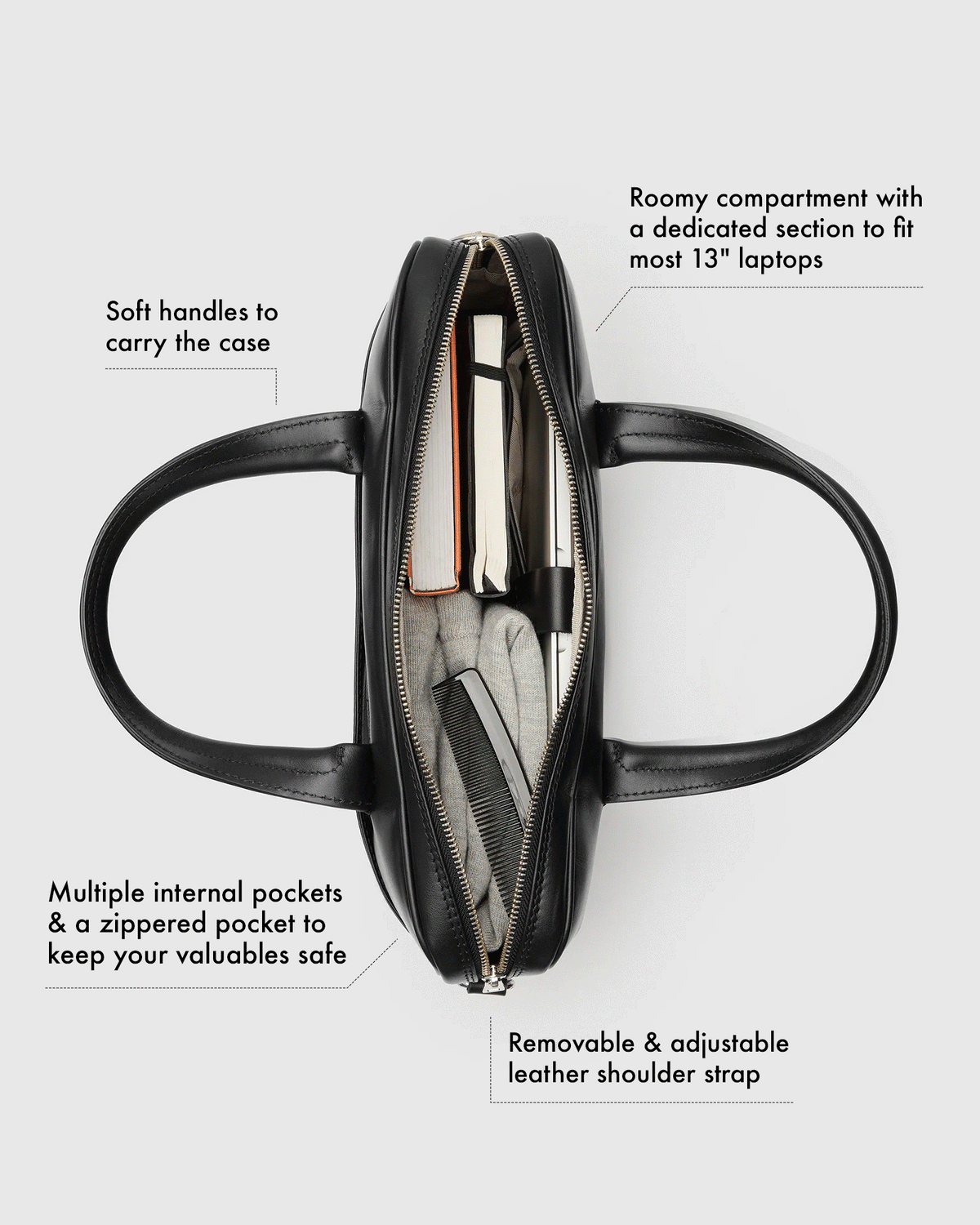 Glasgow Pebble Tan - 14" Leather Briefcase