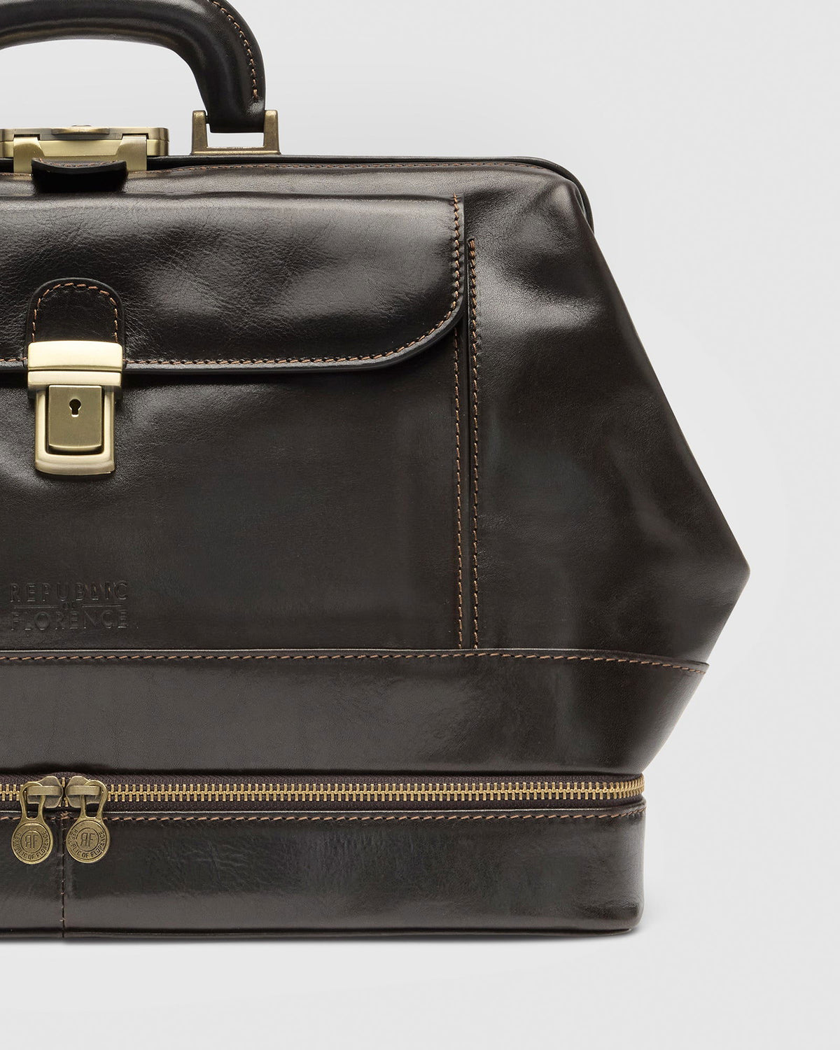 Hippocrates Matt Chocolate - Leather Doctor Bag - Republic of Florence