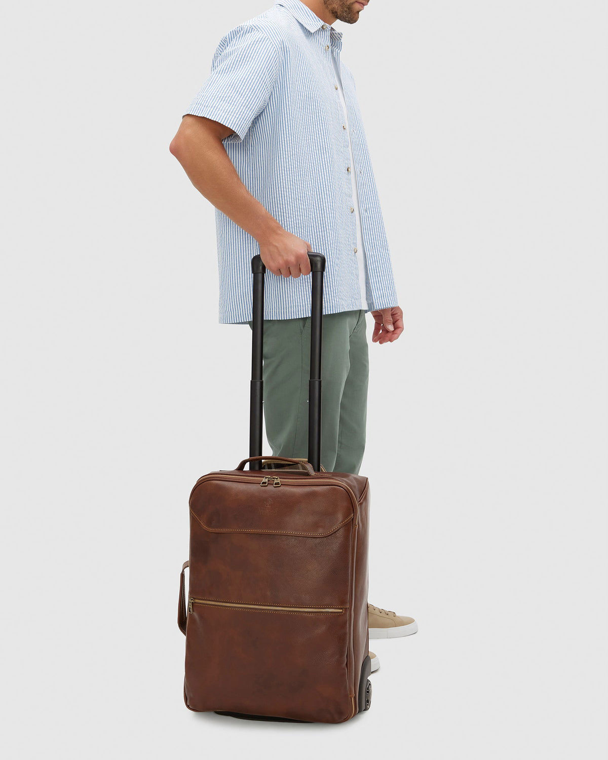 Kino Matt Brown Wheeled Leather Trolley Case Republic of Florence