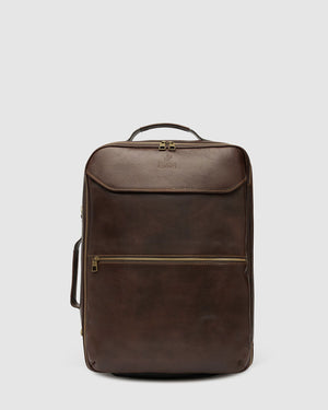 Kino Matt Chocolate  - Wheeled Leather Trolley Case - Republic of Florence