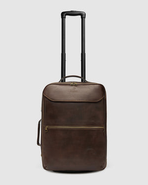 Kino Matt Chocolate  - Wheeled Leather Trolley Case - Republic of Florence