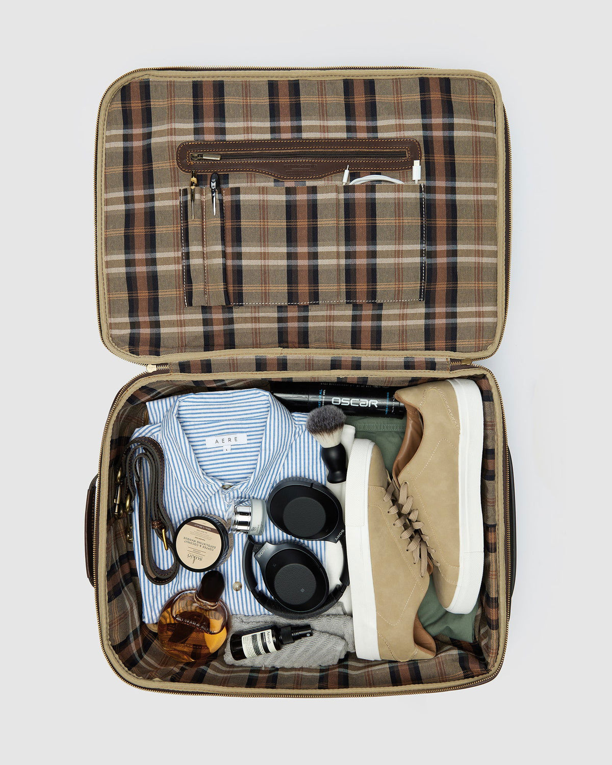 Kino Matt Chocolate  - Wheeled Leather Trolley Case - Republic of Florence