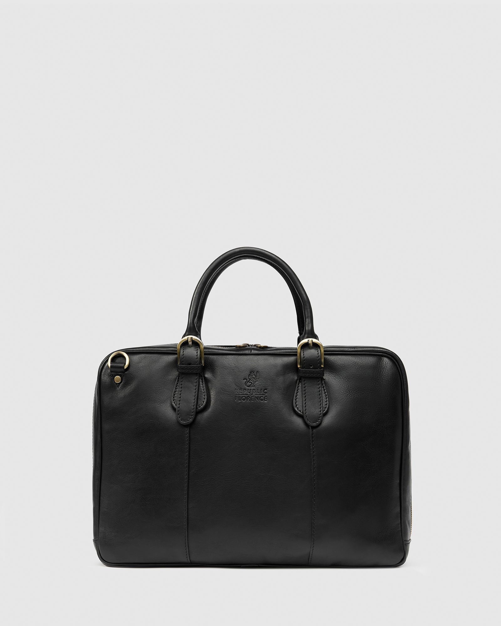 Madrid Matt Black - Leather Briefcase - Republic of Florence