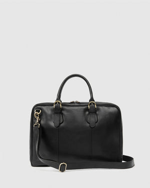 Madrid Matt Black - Leather Briefcase - Republic of Florence