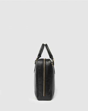 Madrid Matt Black - Leather Briefcase - Republic of Florence