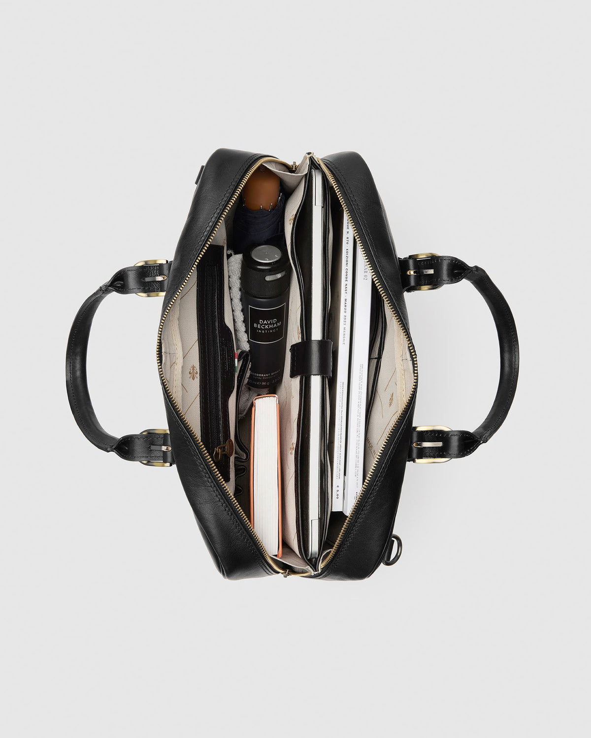 Madrid Matt Black - Leather Briefcase - Republic of Florence