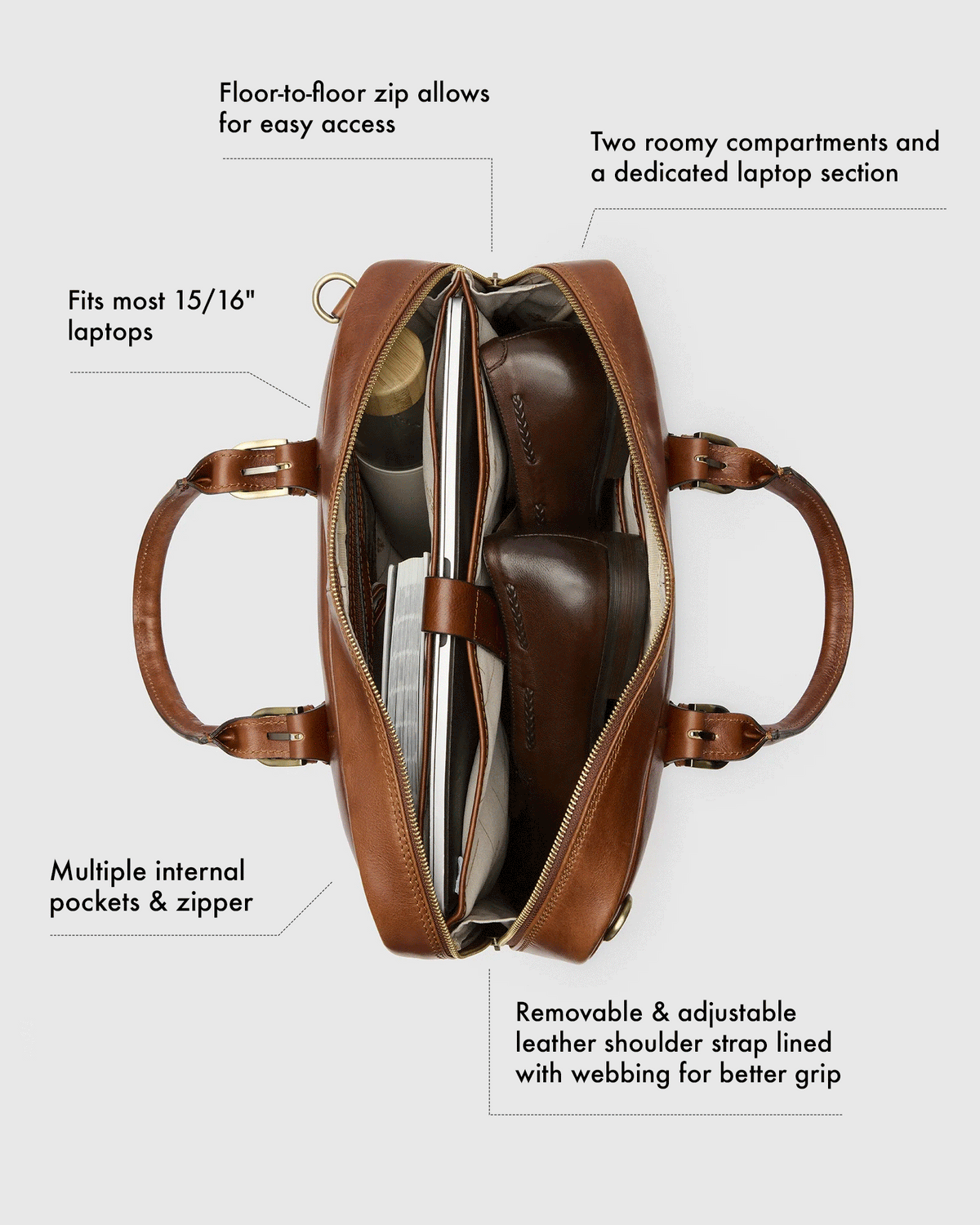 Madrid Matt Chocolate - Leather Briefcase - Republic of Florence