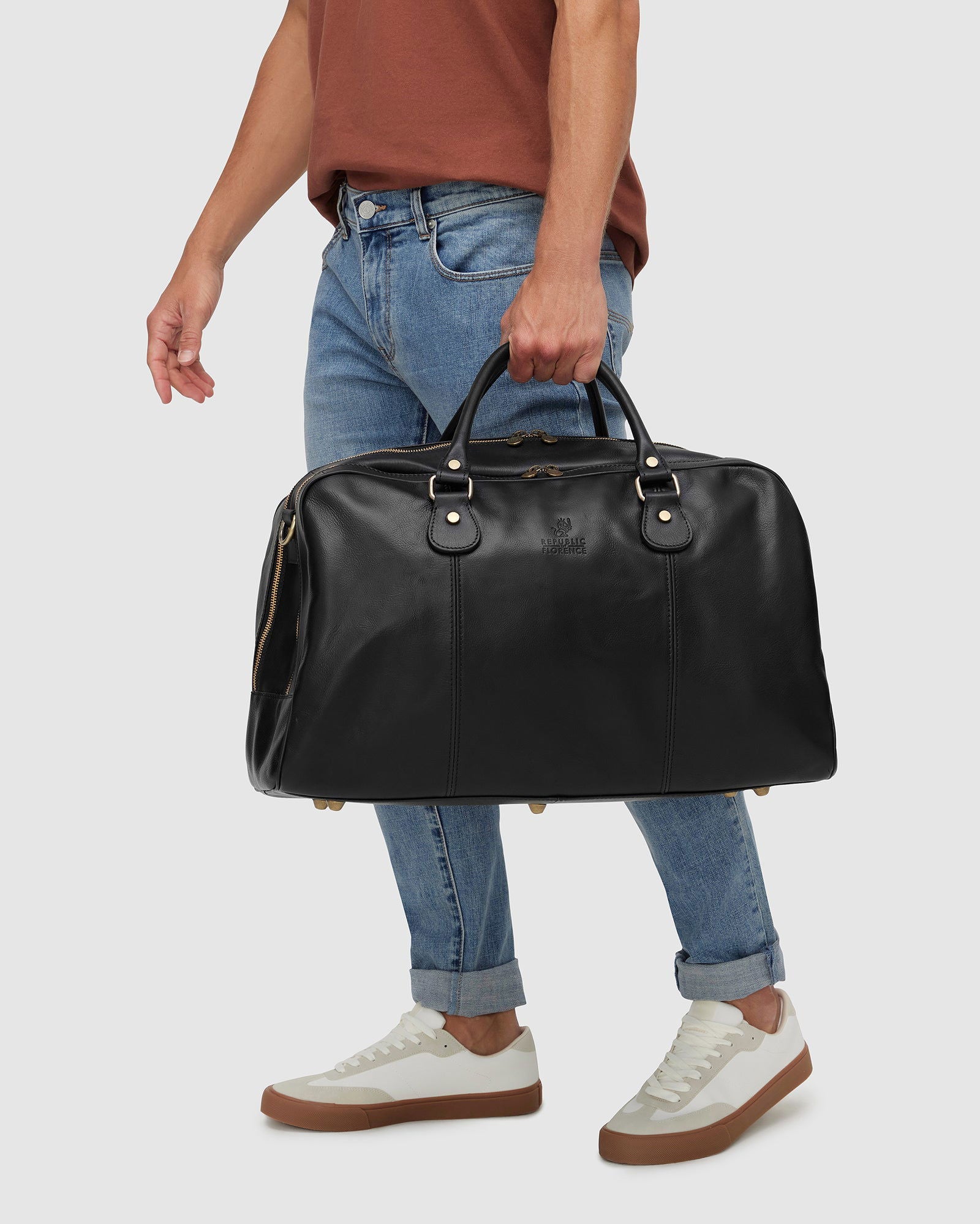 Magellan Matt Black - Leather Duffle Bag - Republic of Florence