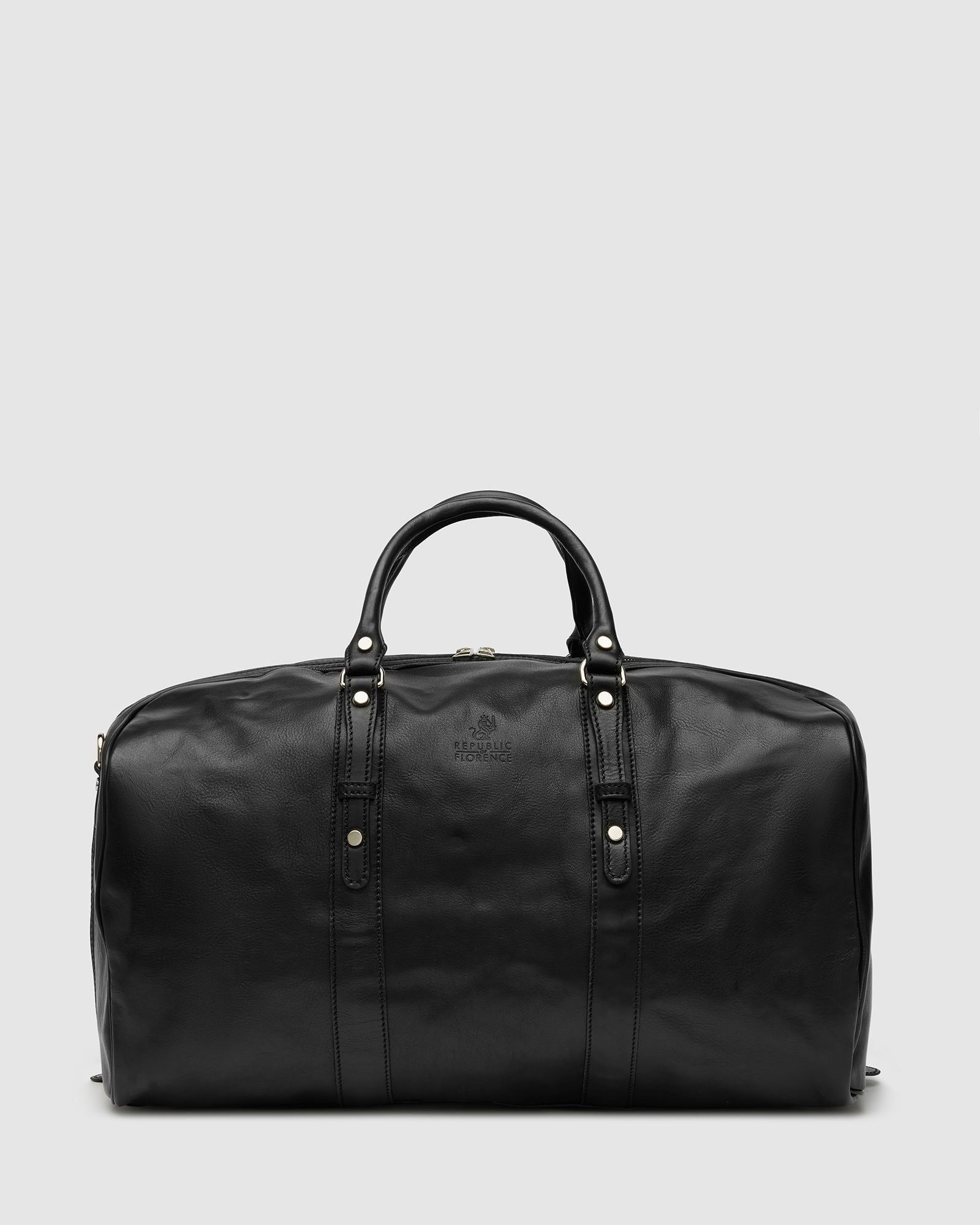 Marco Polo Matt Black - Large Leather Carryall - Republic of Florence