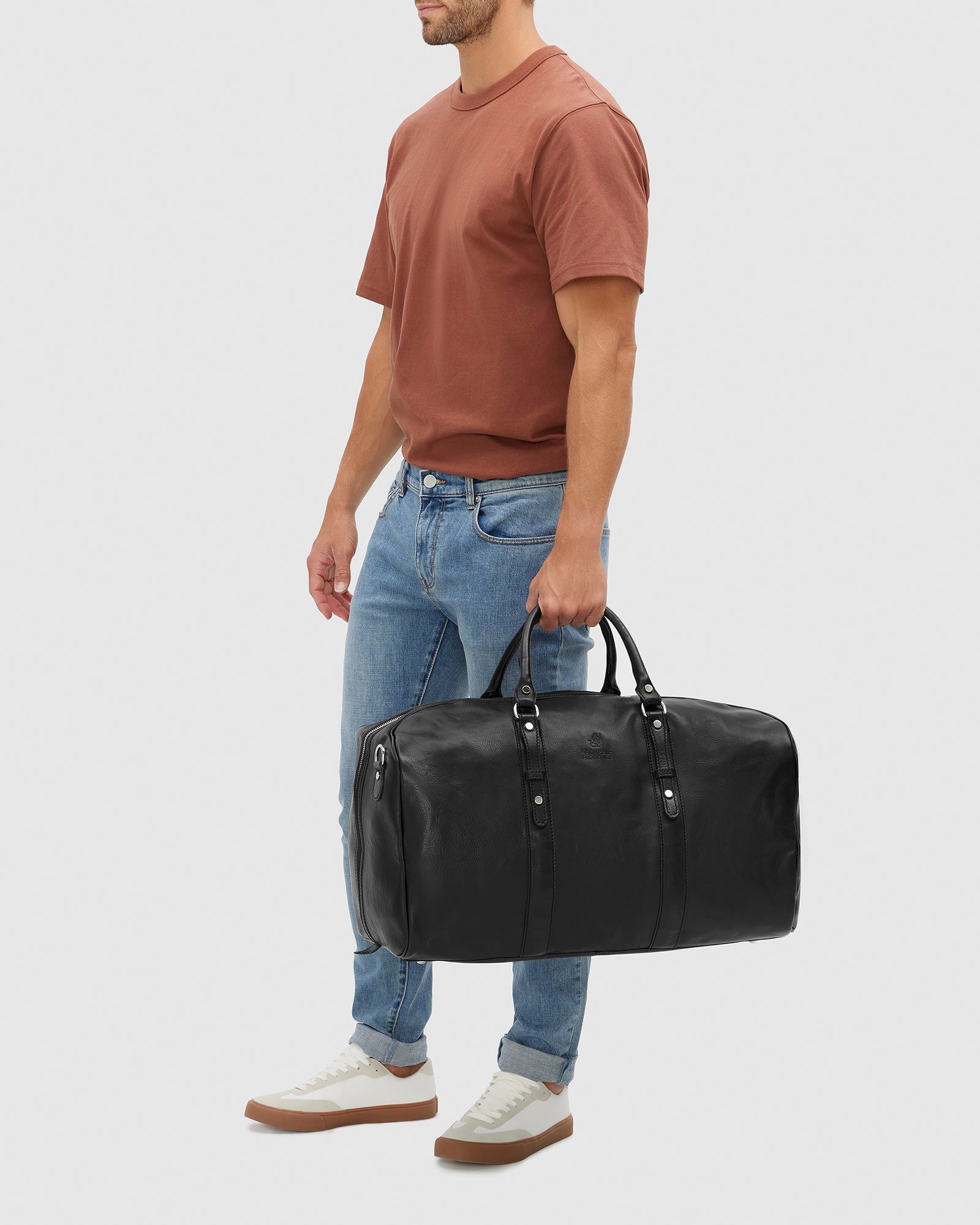 Marco Polo Matt Black - Large Leather Carryall - Republic of Florence