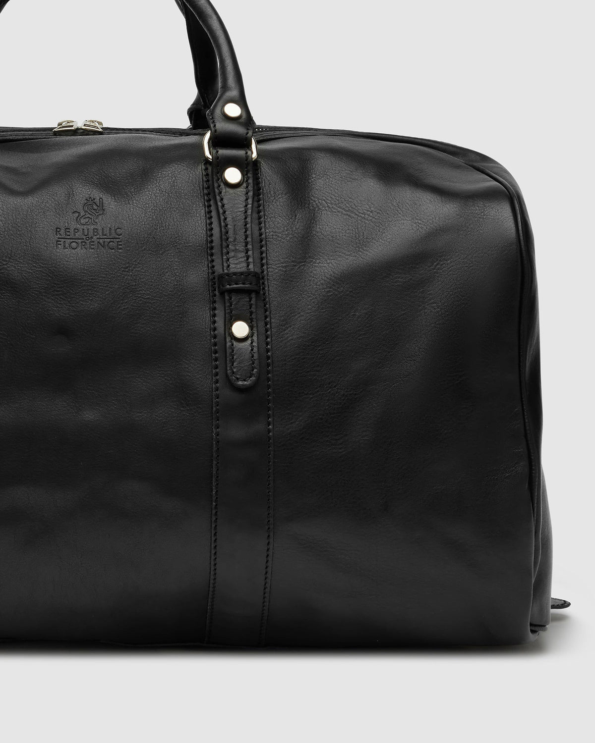 Marco Polo Matt Black Large Leather Carryall Republic of Florence