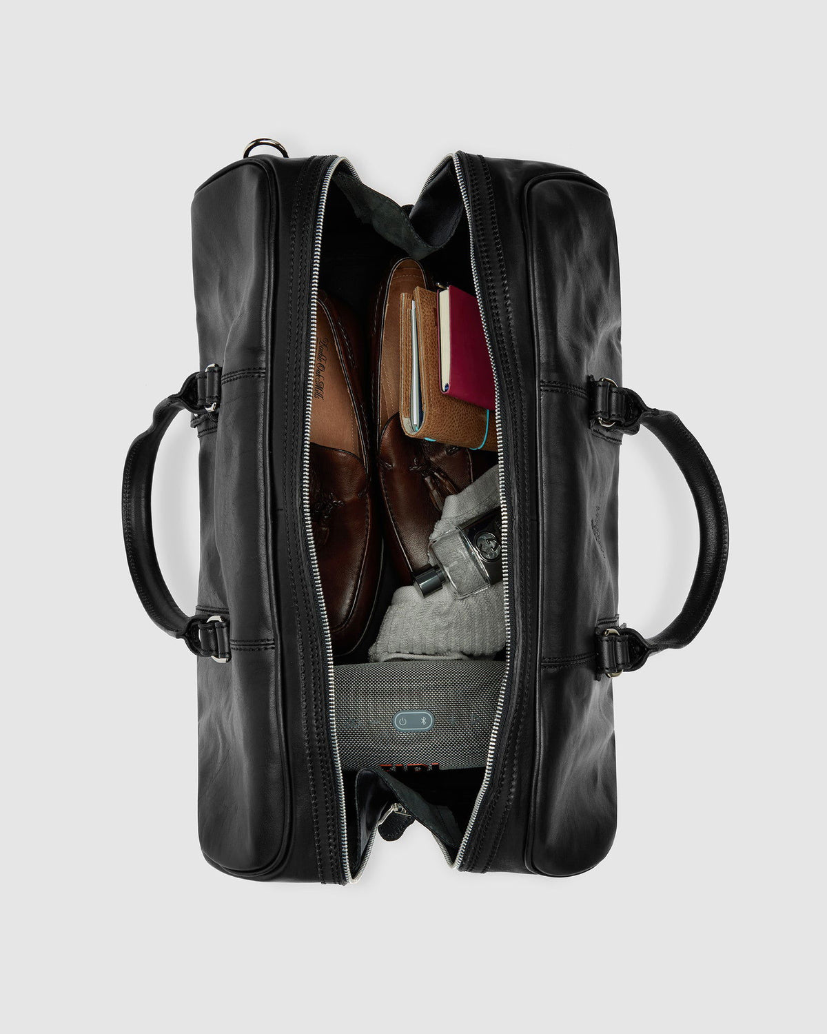 Marco Polo Matt Black - Large Leather Carryall - Republic of Florence