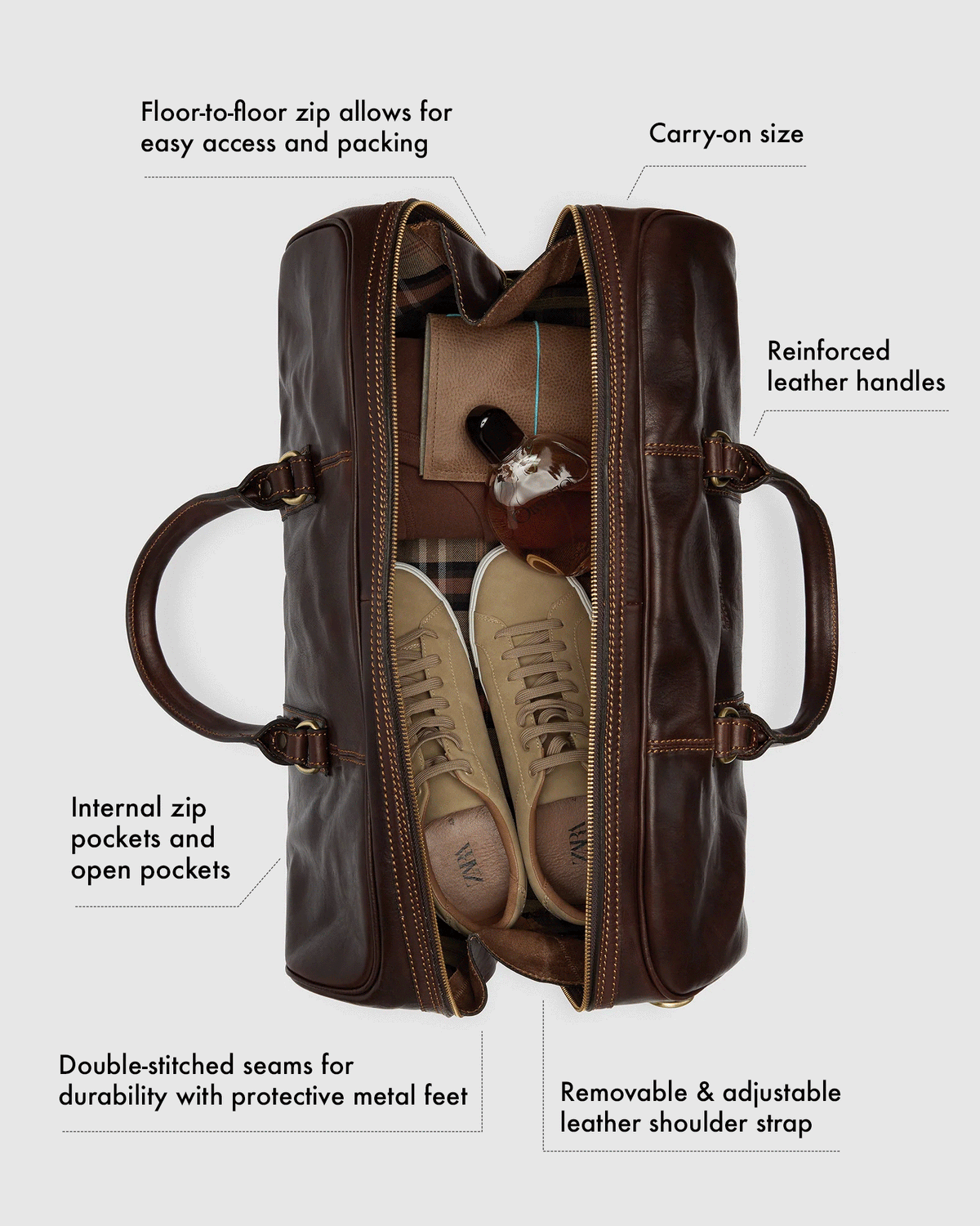 Marco Polo Matt Chocolate - Large Leather CarryAll - Republic of Florence