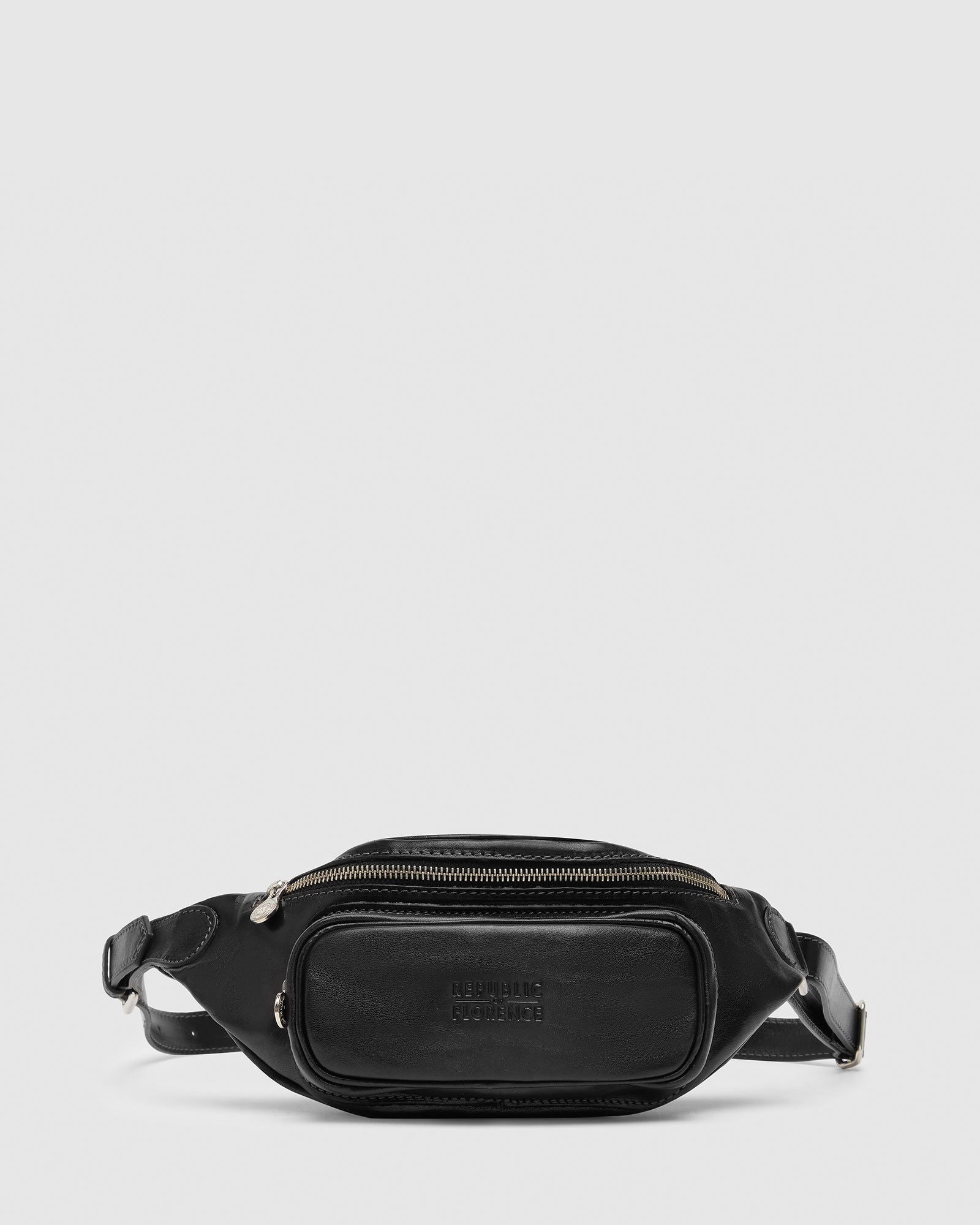 Marius Black - Front Sling leather Bag - Republic of Florence