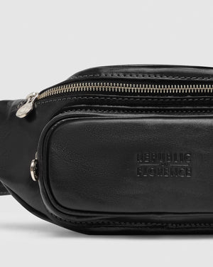 Marius Black - Front Sling leather Bag - Republic of Florence