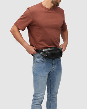 Marius Black - Front Sling leather Bag - Republic of Florence
