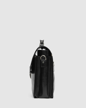 Milan Black - Leather Laptop Briefcase - Republic of Florence