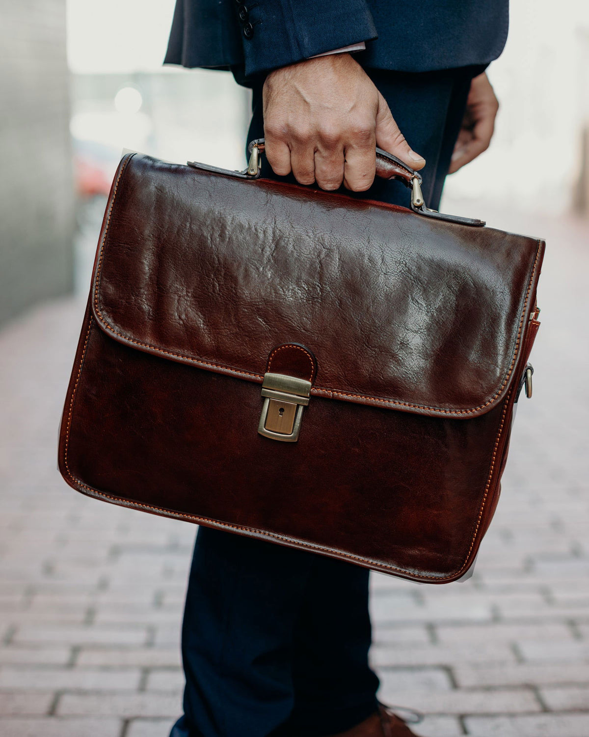 Milan Brown - Leather Laptop Briefcase - Republic of Florence