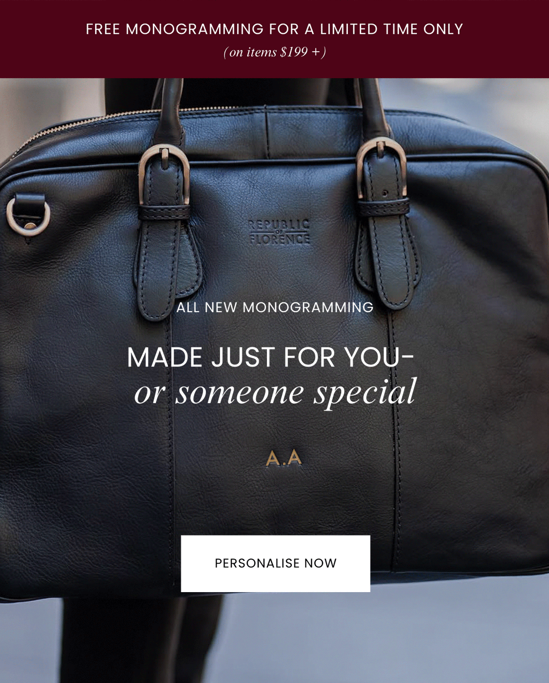FREE -Monogramming on the bag