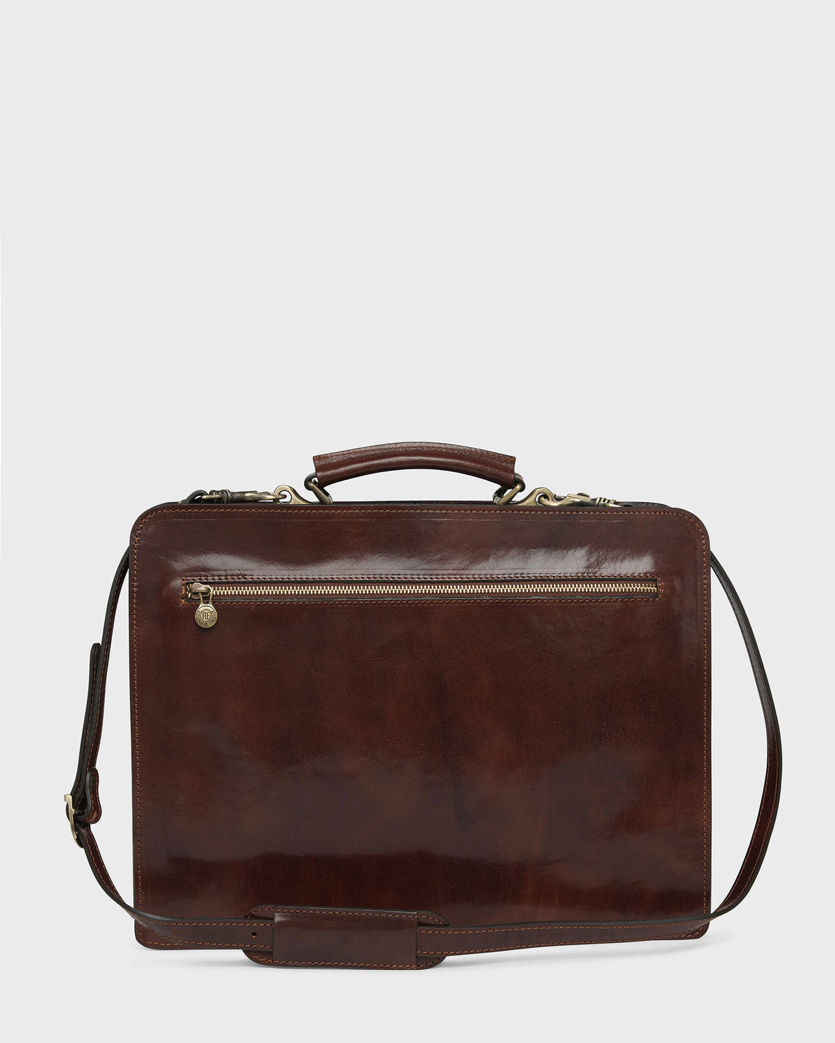 Munich Brown - Double Compartment Leather Briefcase - Republic of Florence