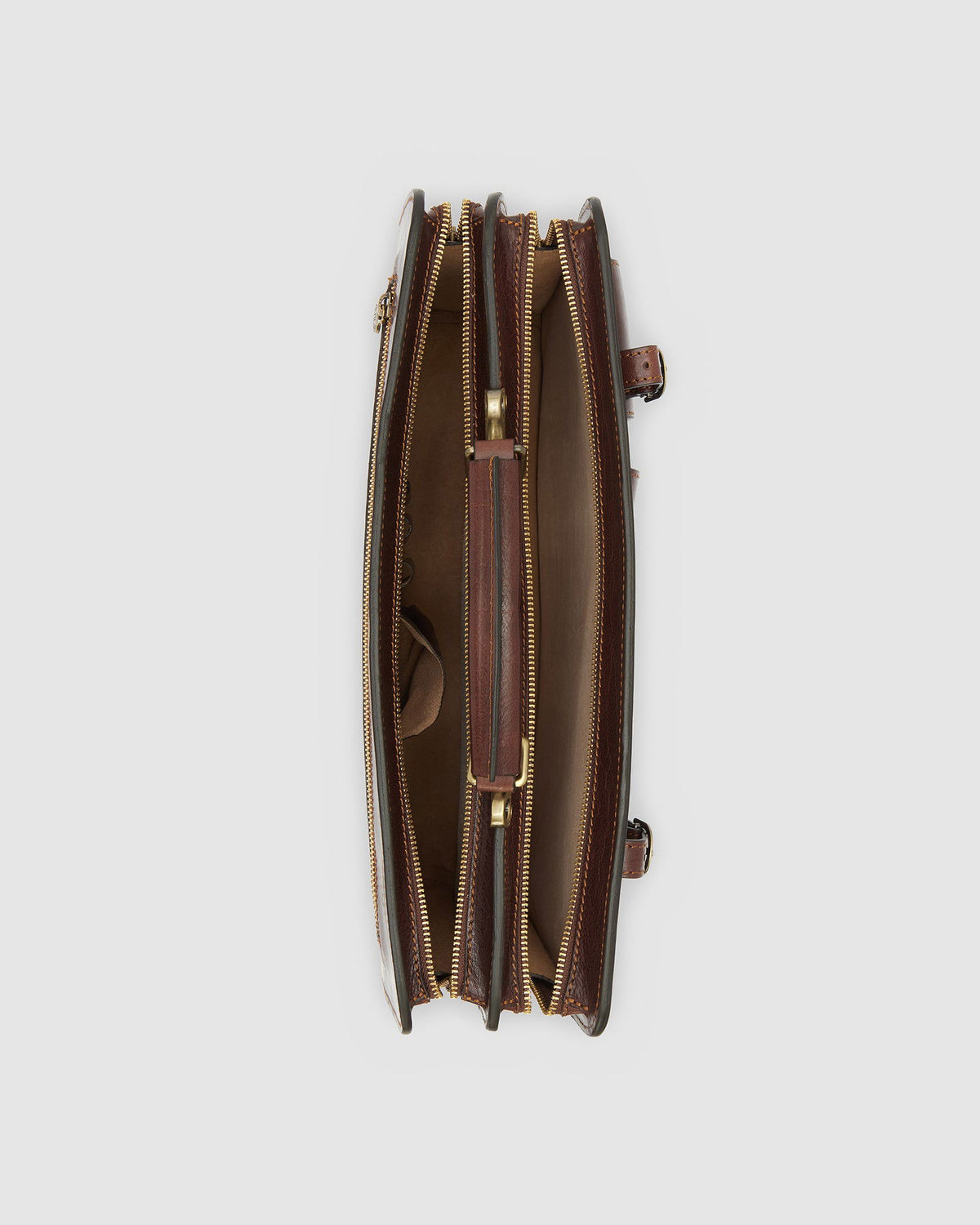 Munich Brown - Double Compartment Leather Briefcase - Republic of Florence