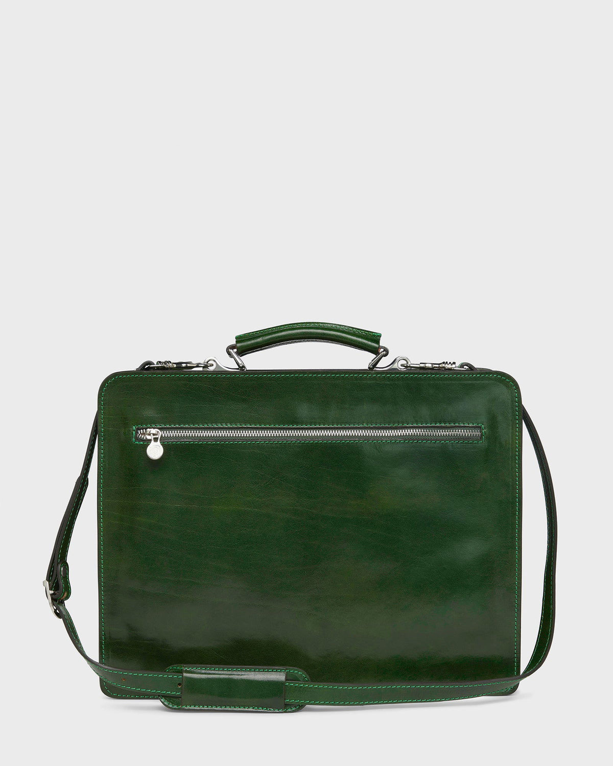 Green leather briefcase best sale