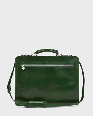 Munich Green - Double Compartment Leather Briefcase - Republic of Florence