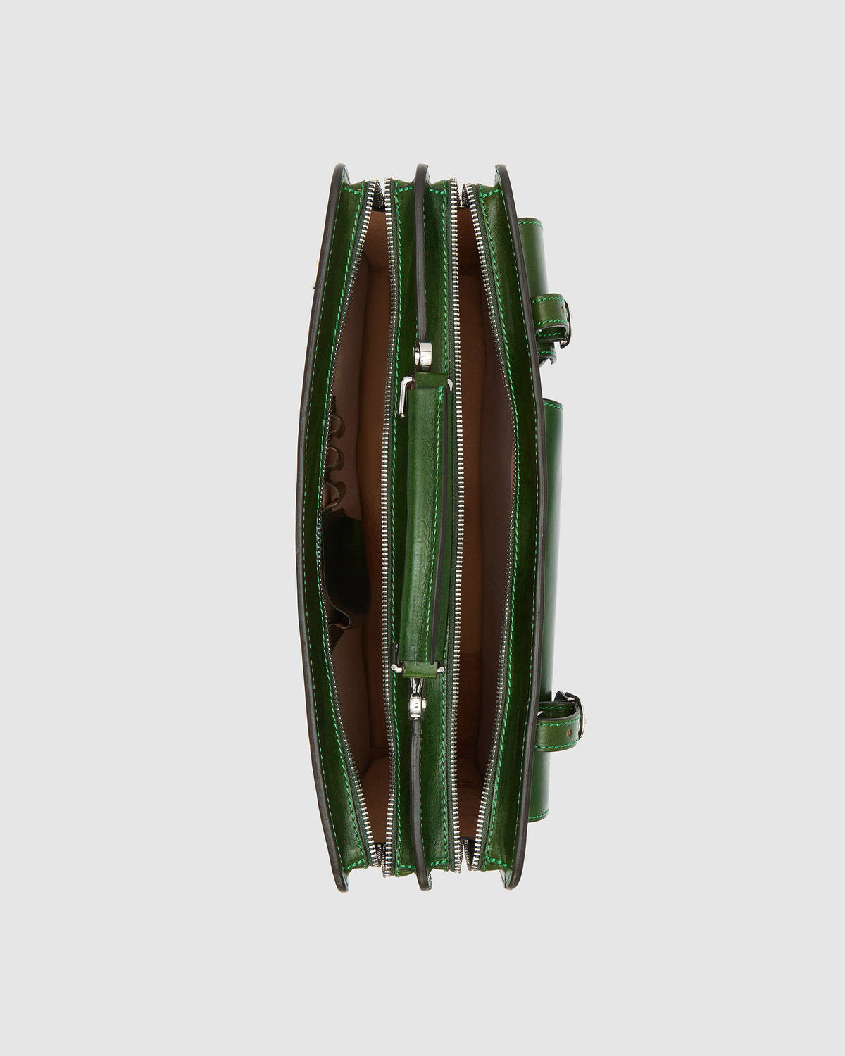 Munich Green - Double Compartment Leather Briefcase - Republic of Florence