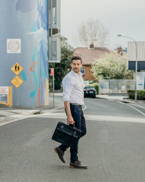 Munich Green - Double Compartment Leather Briefcase - Republic of Florence