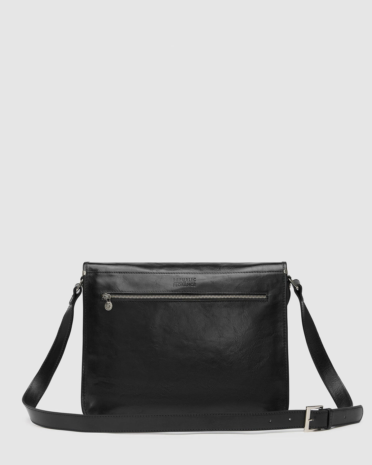 NERO Black - 15" Leather Messenger Bag - Republic of Florence