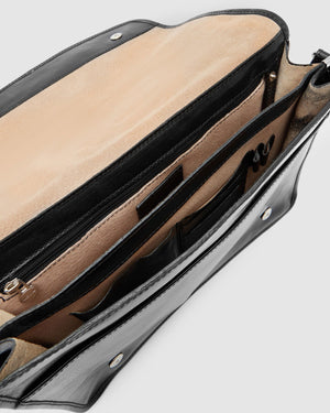 NERO Black - 15" Leather Messenger Bag - Republic of Florence