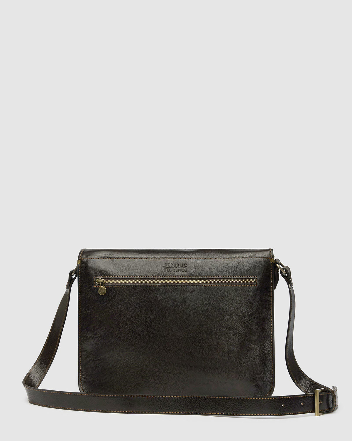 NERO Chocolate Double Compartment Messenger Republic of Florence