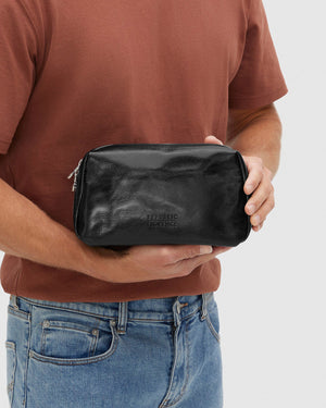 Otto Dopp Kit Black - Leather Toiletry Bag - Republic of Florence