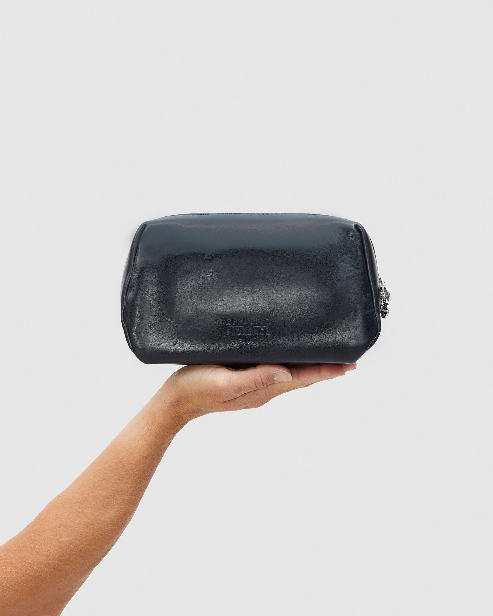 Otto  Dopp Kit Blue - Leather Toiletry Bag - Republic of Florence
