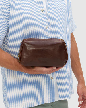 Otto Dopp Kit Brown - Leather Toiletry Bag - Republic of Florence