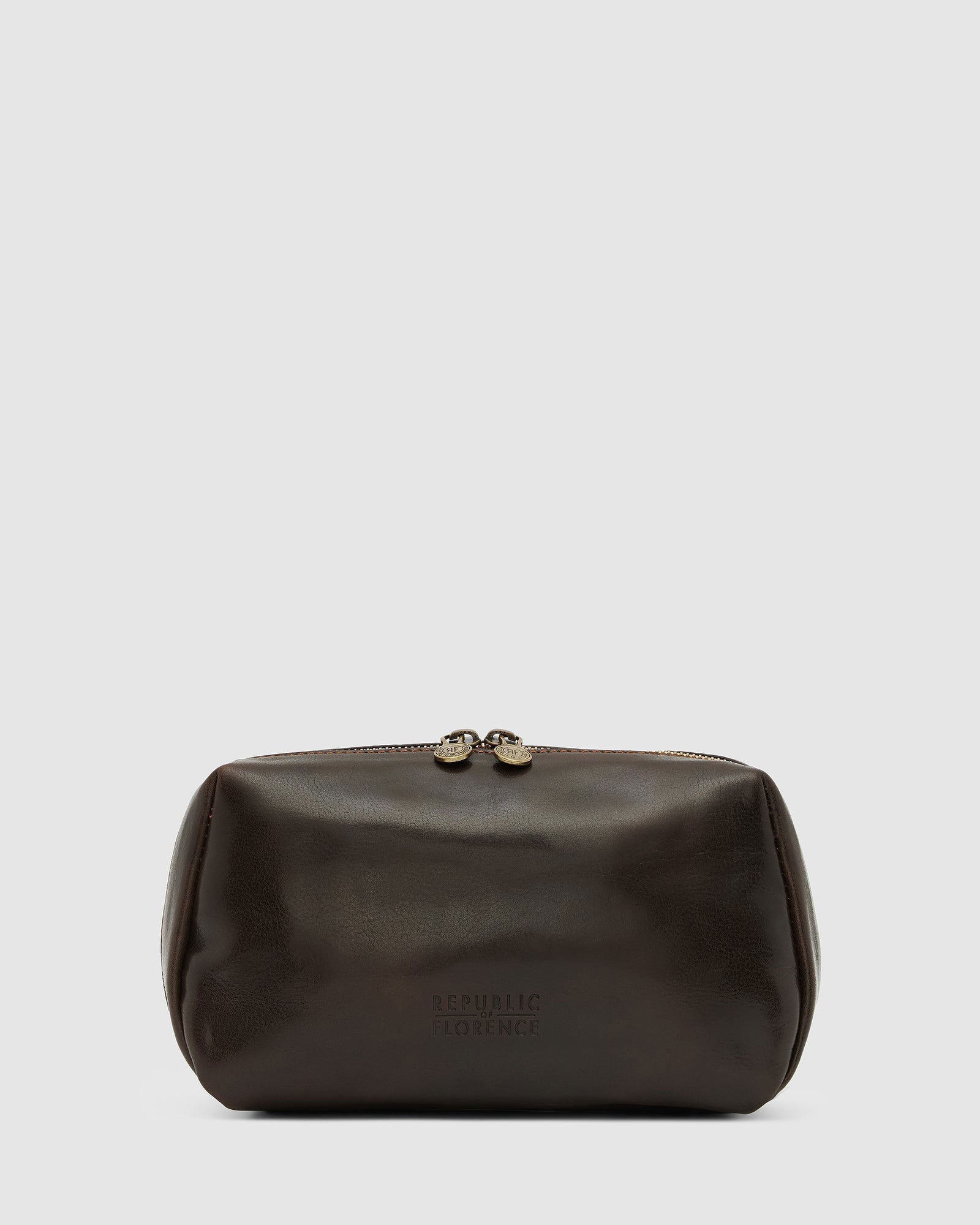 Otto Dopp Kit Chocolate - Leather Toiletry Bag - Republic of Florence
