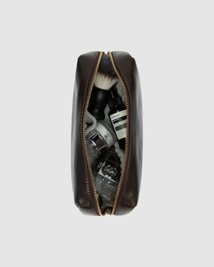 Otto Dopp Kit Chocolate - Leather Toiletry Bag - Republic of Florence