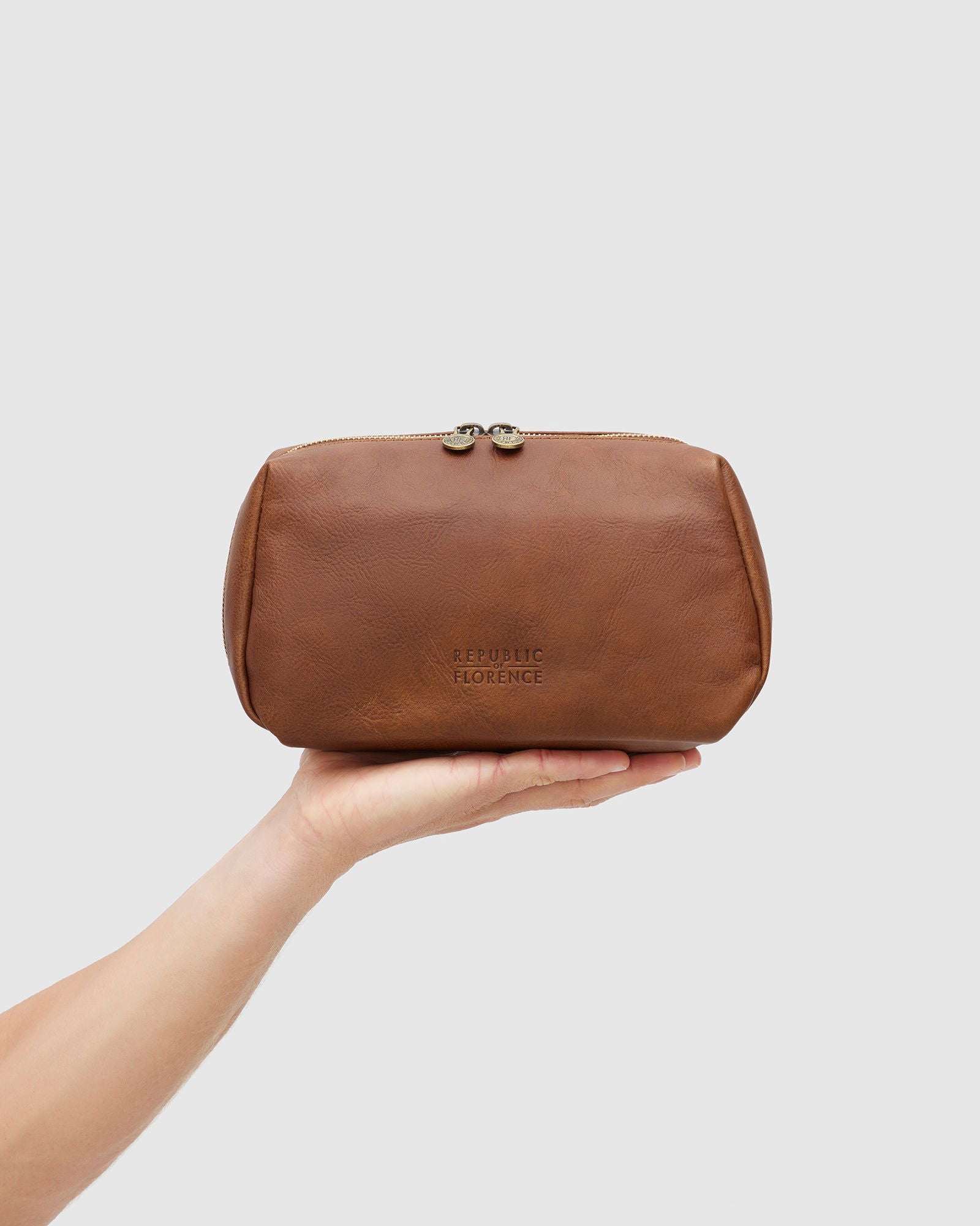 Otto Dopp Kit Matt Brown - Leather Toiletry Bag - Republic of Florence