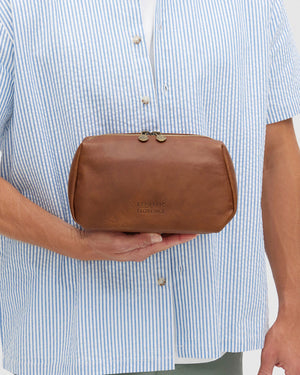 Otto Dopp Kit Matt Brown - Leather Toiletry Bag - Republic of Florence