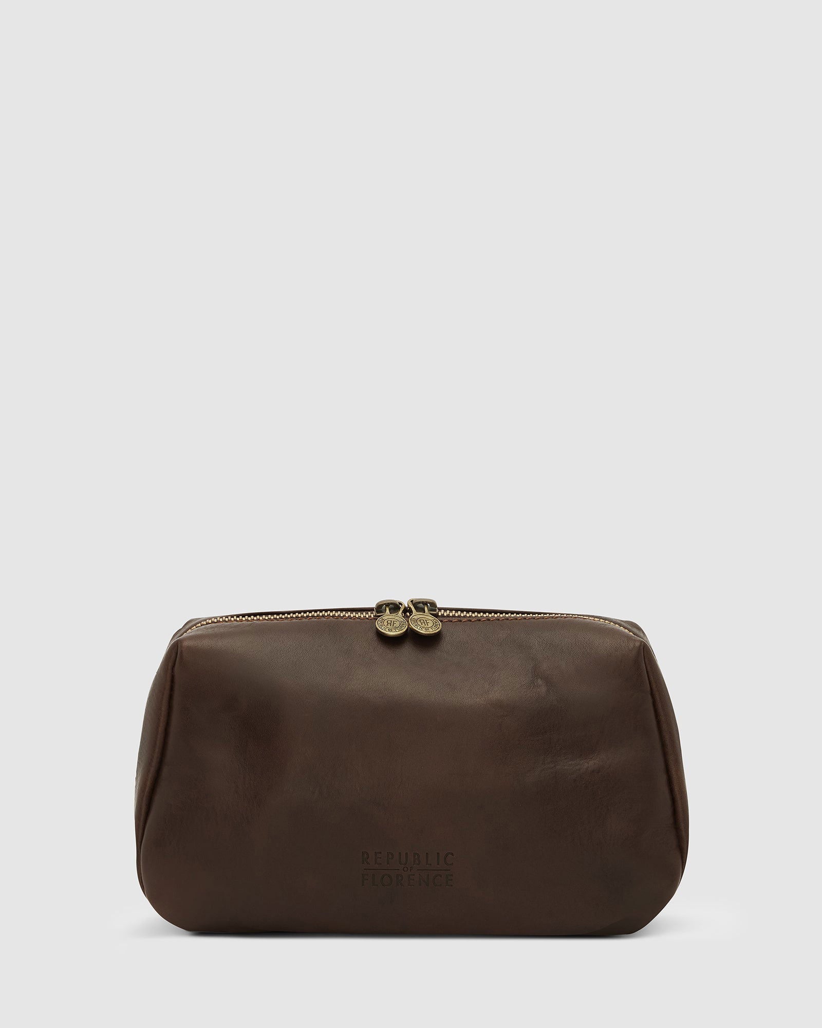 Otto Dopp Kit Matt Chocolate - Leather Toiletry Bag - Republic of Florence