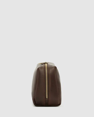 Otto Dopp Kit Matt Chocolate - Leather Toiletry Bag - Republic of Florence