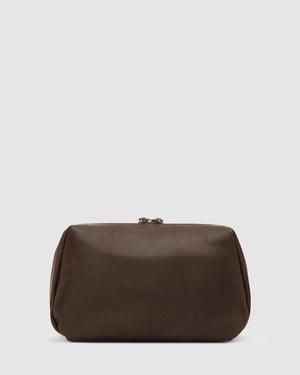 Otto Dopp Kit Matt Chocolate - Leather Toiletry Bag - Republic of Florence