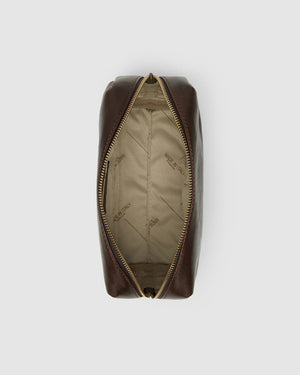 Otto Dopp Kit Matt Chocolate - Leather Toiletry Bag - Republic of Florence