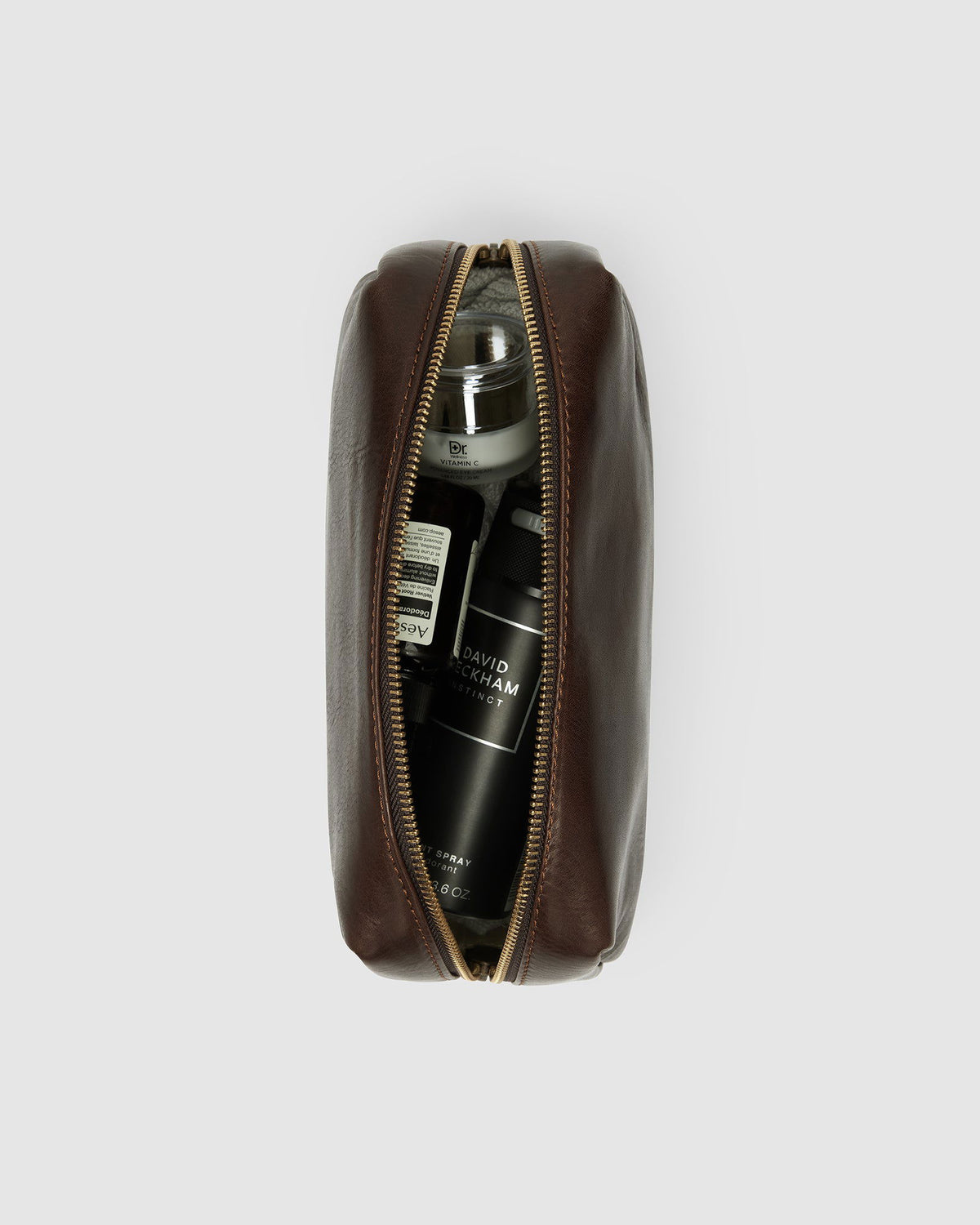 Otto Dopp Kit Matt Chocolate - Leather Toiletry Bag - Republic of Florence